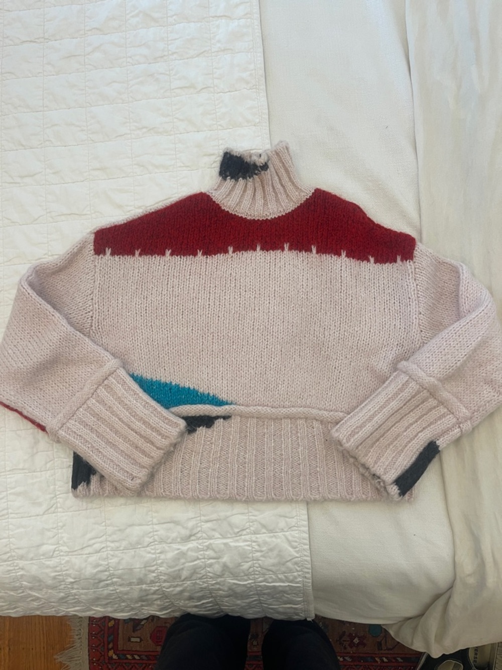 Zara Women’s Pink Colorblock Turtleneck Sweater